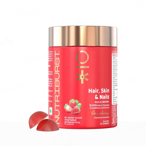 Nutriburst Hair, Skin & Nails Biotin Nutraceutical Gummies - Strawberry Flavour